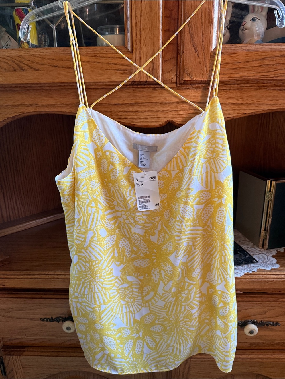H&M Yellow Floral Spaghetti-Strap Camisole New with tags Size 14